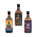 Artvibes Meditating Gautam Buddha Decor Bottle shaped Wooden Wall Hanging | Spiritual Decor Items | Wall Art Painting For Hall | Wall Paintings | Handcrafted Art | Gift Items (WH_9502N), Set of 3