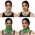 KETKAR Women's Spring Summer Face Scarf Bandana Net Mask Soft Cashmere Neck Scarves_Free Size(Pack Of 02,Green And Beige)
