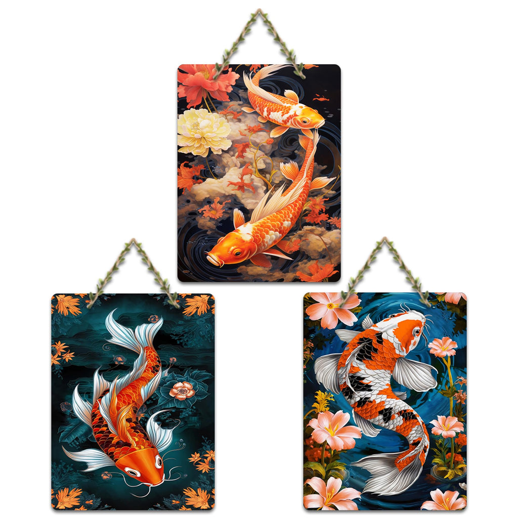 Artvibes Koi Fish Art Wall Hanging Home Decorative Wall Art for Living room | Bedroom | Gifts | Wall Hanger for Decoration | Modern Decor | Artwork | Wall Sculpture | Signs & Plaques (WH_96153N)