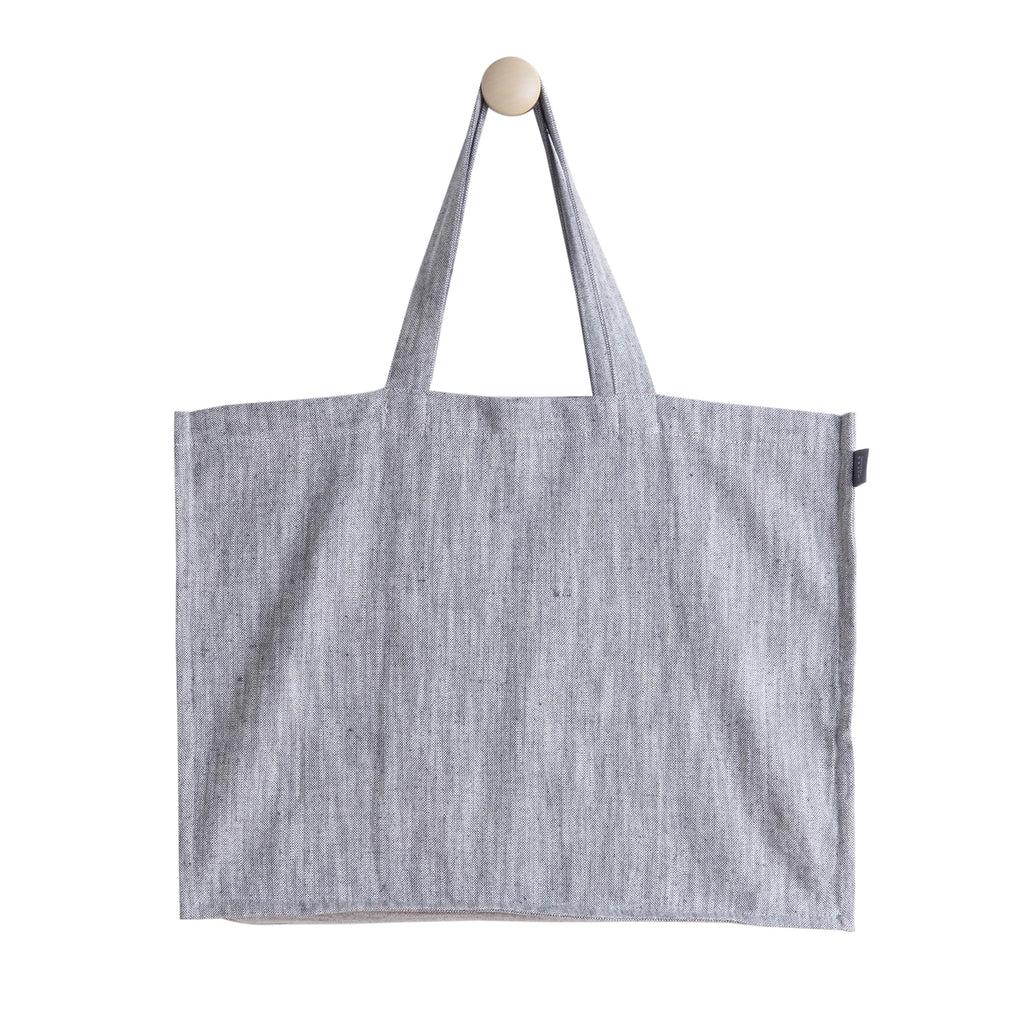 KITES CREATIONS 100% Cotton Shopping Bag, Stylish & Shoulder Tote with Inner Pocket, Perfect for Grocery, Travel, Shopping, Chambray Slub (14”x17.5”x5.5”), Set of 5 - Charcoal Grey