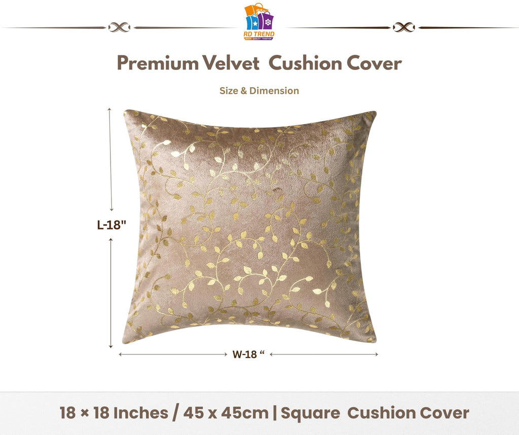 RD TREND Velvet Cushion Covers, 45 x 45 cm/18 x 18 inches,Pack of 2,250 TC, Back Zipper (Brown)