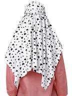 AARKRI SALES Cotton Long Scarf Cum Mask Scarves Usable for Vehicle Driver | White Printed Design | Universal Size | For Girl & Women | Sun Protection Light Weight (Black Heart Short Scarf)