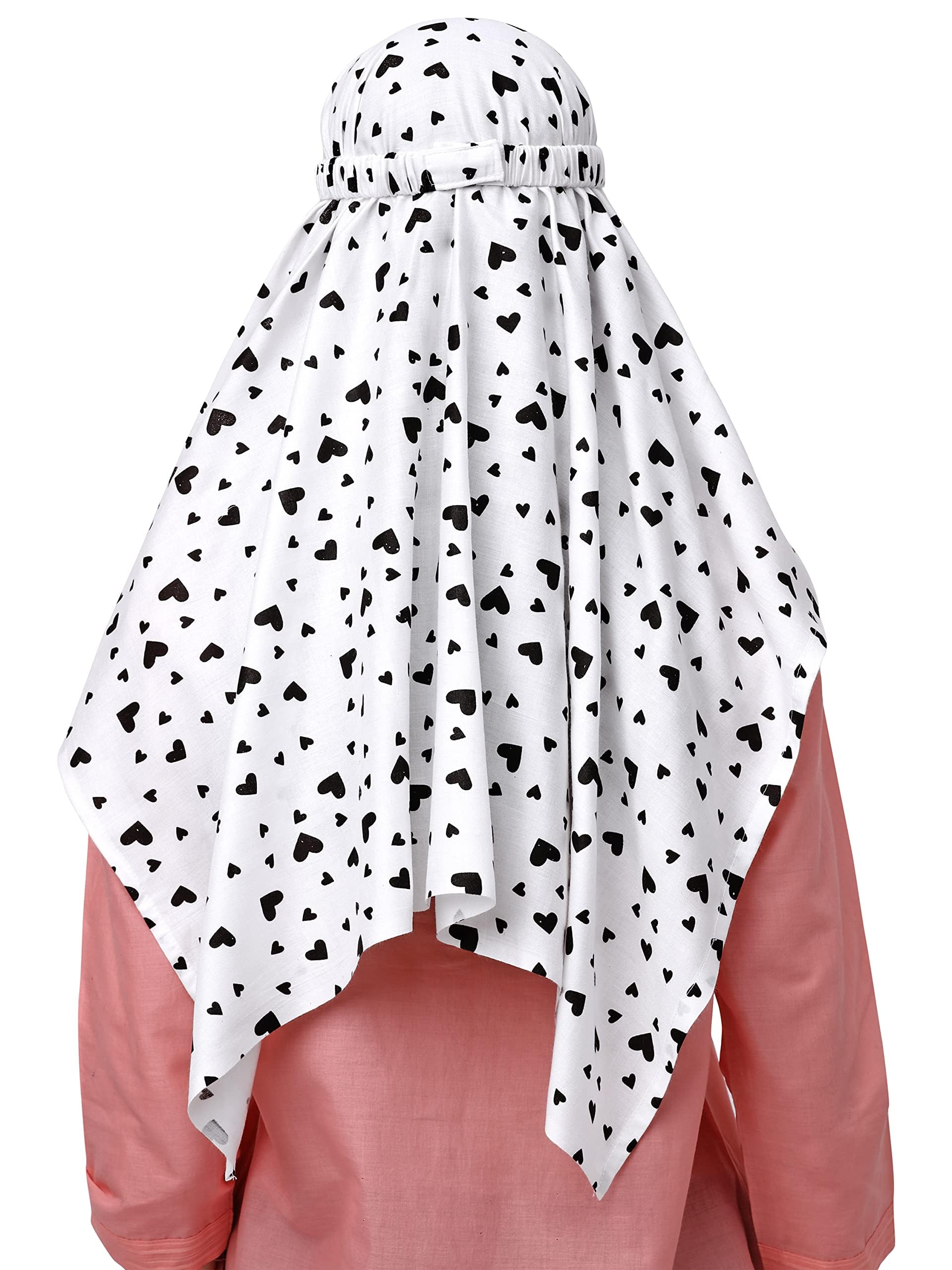 AARKRI SALES Cotton Long Scarf Cum Mask Scarves Usable for Vehicle Driver | White Printed Design | Universal Size | For Girl & Women | Sun Protection Light Weight (Black Heart Short Scarf)