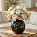 BEHOMA Metal Ball Round Metal Vase for, Black