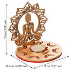 eCraftIndia Red and Golden MDF Wooden Lord Buddha Lotus Shadow Decorative Tea Light Candle Holder, Diya Stand for Home Decoration | Buddha Purnima, Diwali Decoration Item | Diwali Gift for Festival