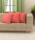 Yellow Weaves Cotton 250 TC Canvas Decorative Cushion Covers, (24 X 24 Inches), Set Of 3, Peach