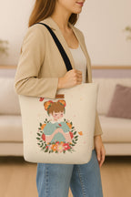 The Purple Tree Eco-Friendly Canvas Tote Bag, Sustainable, Reusable Shopping, Beach, Travel or Everyday Tote, Wide Tote Bag, little Girl