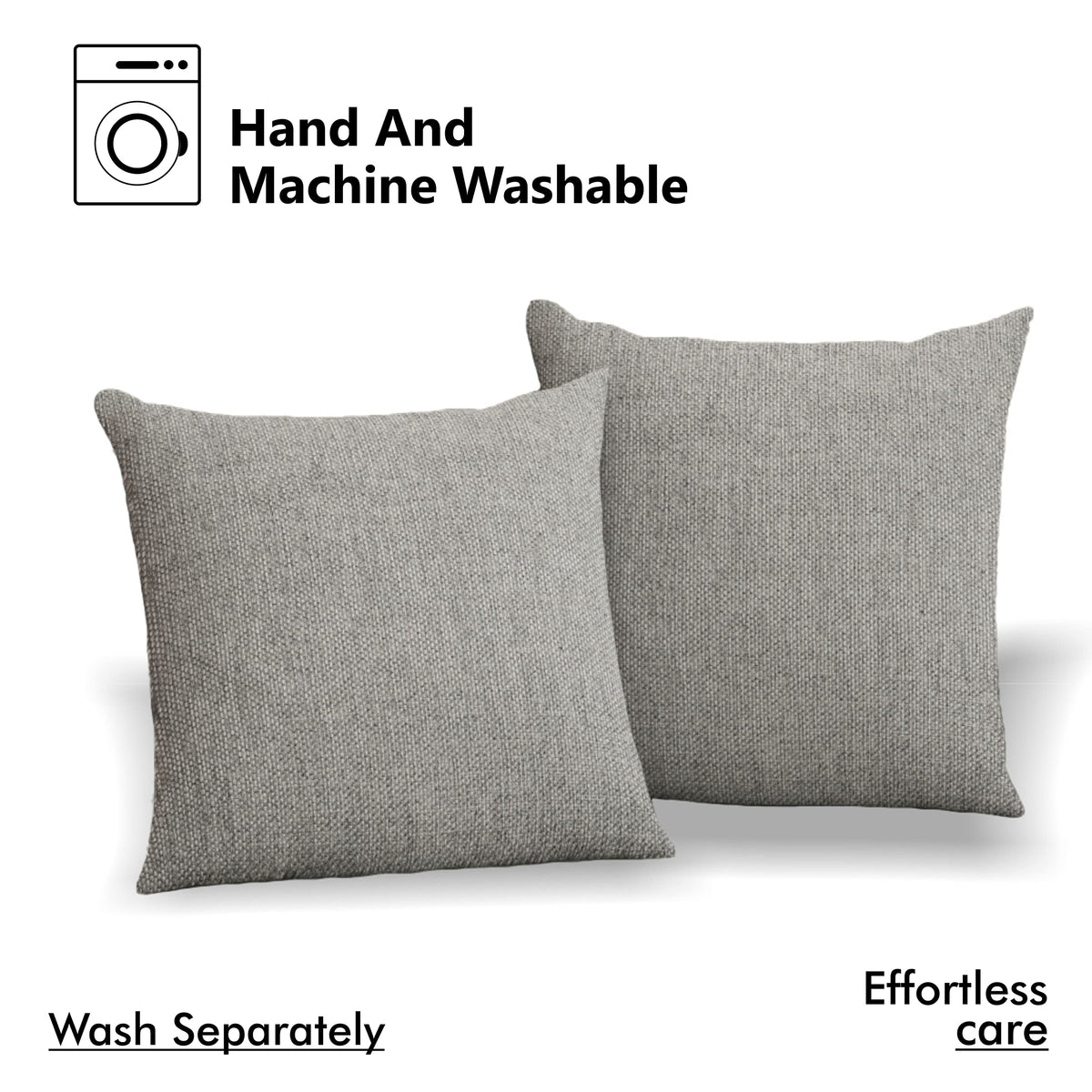 Yellow Weaves Jute Texture 250 TC Cushion Covers, 24 X 24 Inches, Grey, Set Of 3