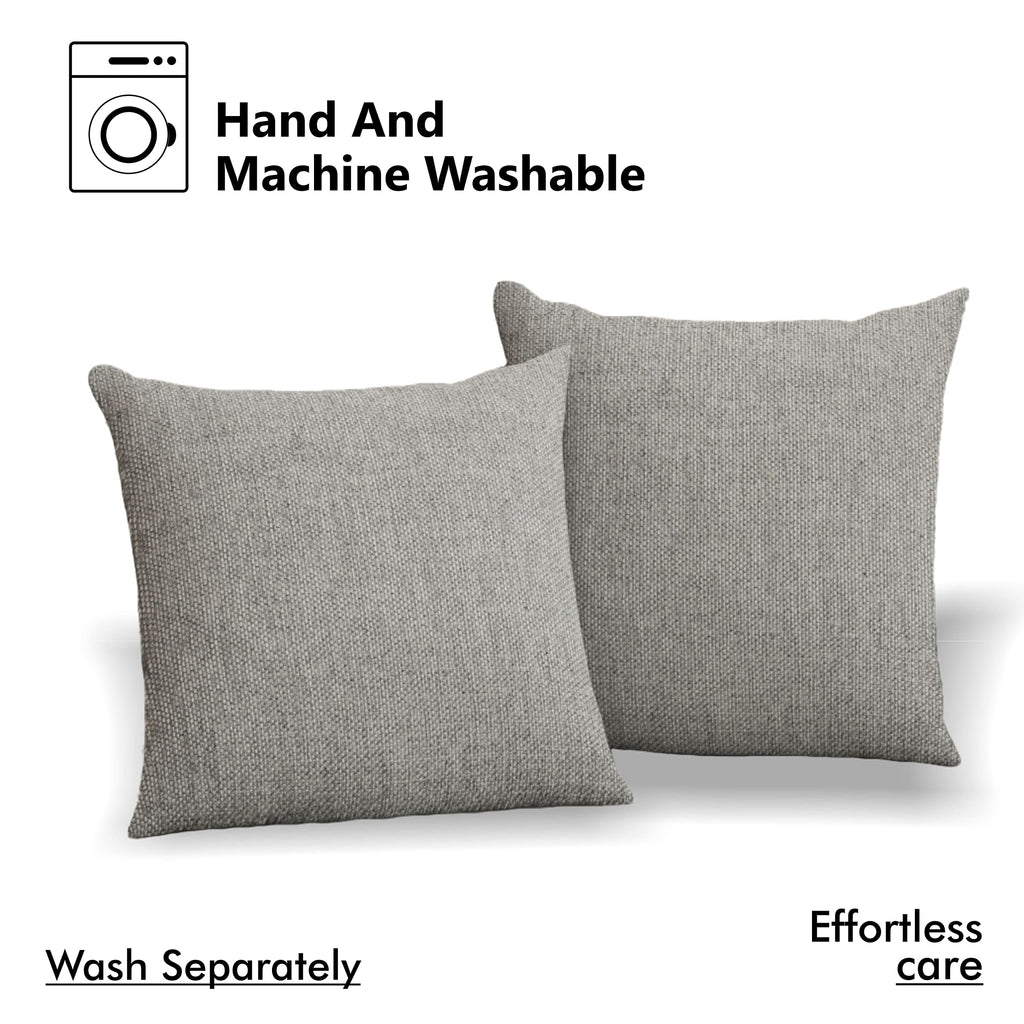 Yellow Weaves Jute Texture 250 TC Cushion Covers, 24 X 24 Inches, Grey, Set Of 2