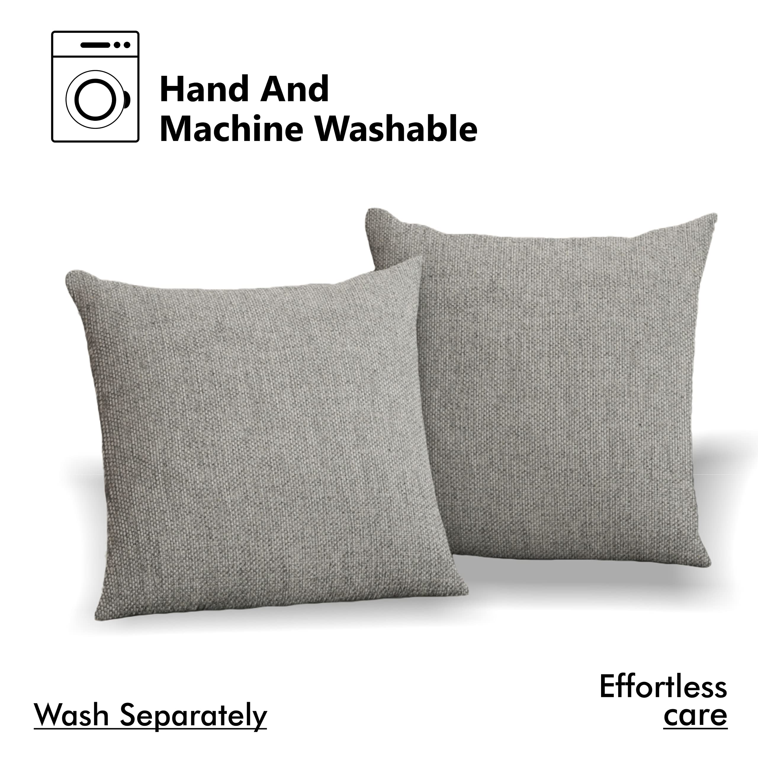 Yellow Weaves Jute Texture 250 TC Cushion Covers, 24 X 24 Inches, Grey, Set Of 2