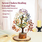 HindCraft 7 Chakra Crystal Tree- 500 Beads – Healing Crystal Bonsai Tree with Gemstones for Energy Balancing, Prosperity & Meditation – Feng Shui Spiritual Gift for Home & Office Décor (10-12 Inch)