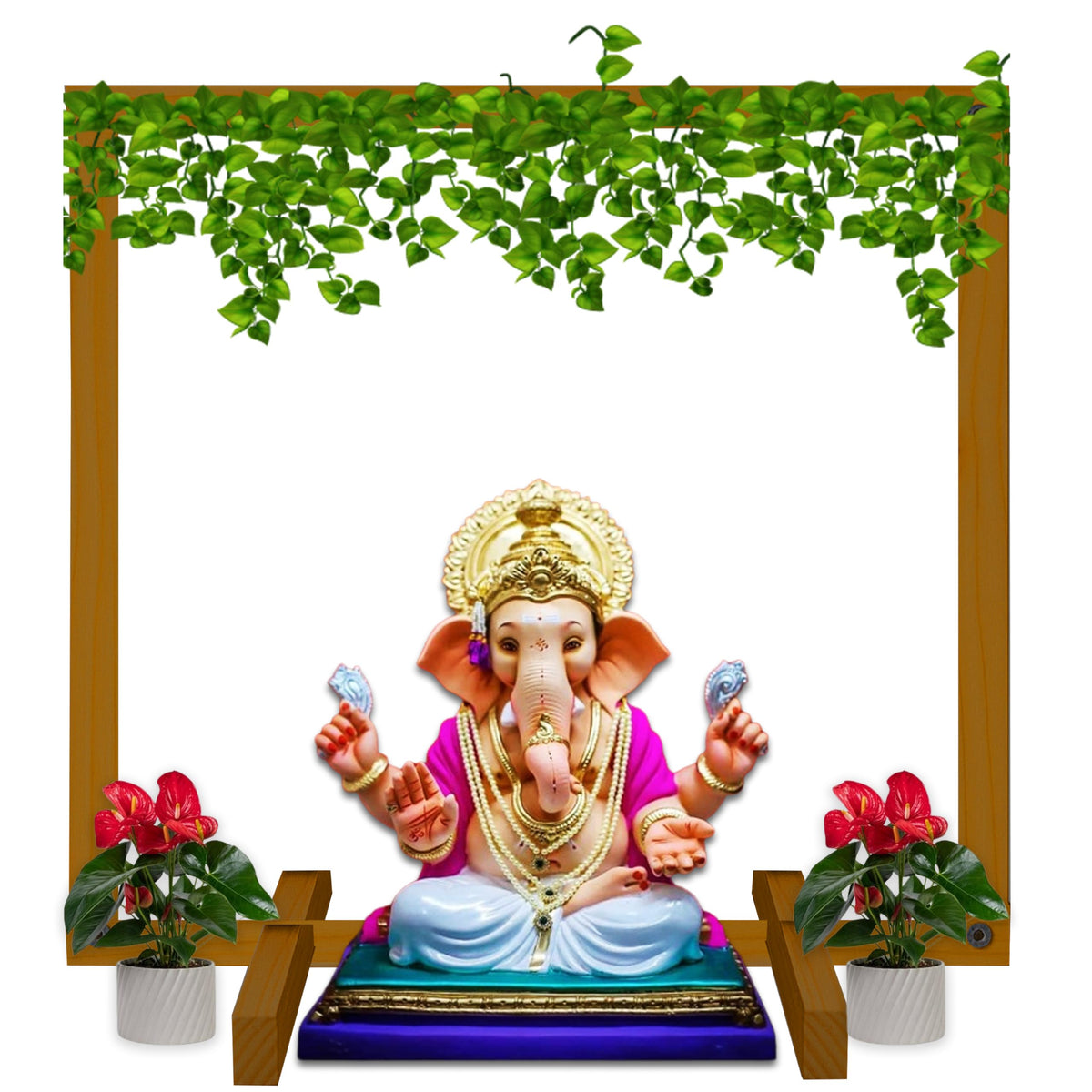 SOLOBOLO Mandir Foldable Backdrop Stand for Ganpati ,Navratri,Durga Pooja,Ideal for Home Mandir and Office as Backdrop Frame, Festival Decoration Item (24x18 Inches)
