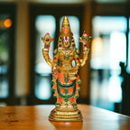 KridayKraft Aluminium Handicrafts Lord Tirupati Balaji Venkateswara Statue, Tirupati Balaji God Idol (Muliticolor)