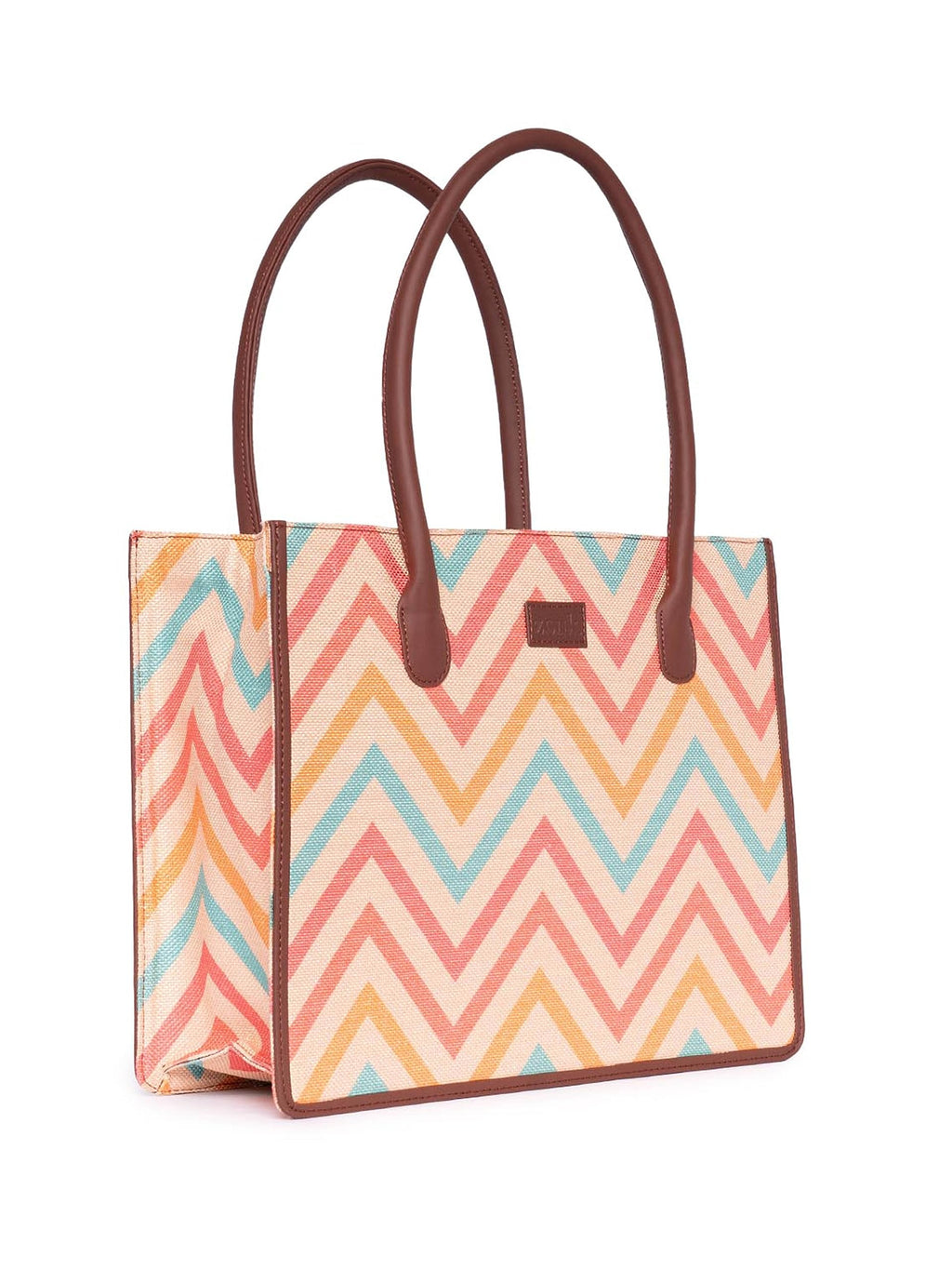 ZOUK WavBeach Printed Jute Handcrafted Multicolor Women's Stylish Tote Bags | Tote Handbag| Shoulder bag with double handle