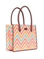 ZOUK WavBeach Printed Jute Handcrafted Multicolor Women's Stylish Tote Bags | Tote Handbag| Shoulder bag with double handle