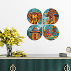 Artvibes Modern Art Decorative Wall Art MDF Wooden Wall Hanger for Home | Wood Decorative Items | Modern Decoration | Festive Decor | Aesthetic Wooden Decor | Ideal Gifts (WH_8464N), Set of 4