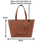 Accessorize London Women's Brown Front Pocket Tote Bag| Tote bags for women office use |Spacious Work bag for ladies |Fits 13 inch laptop