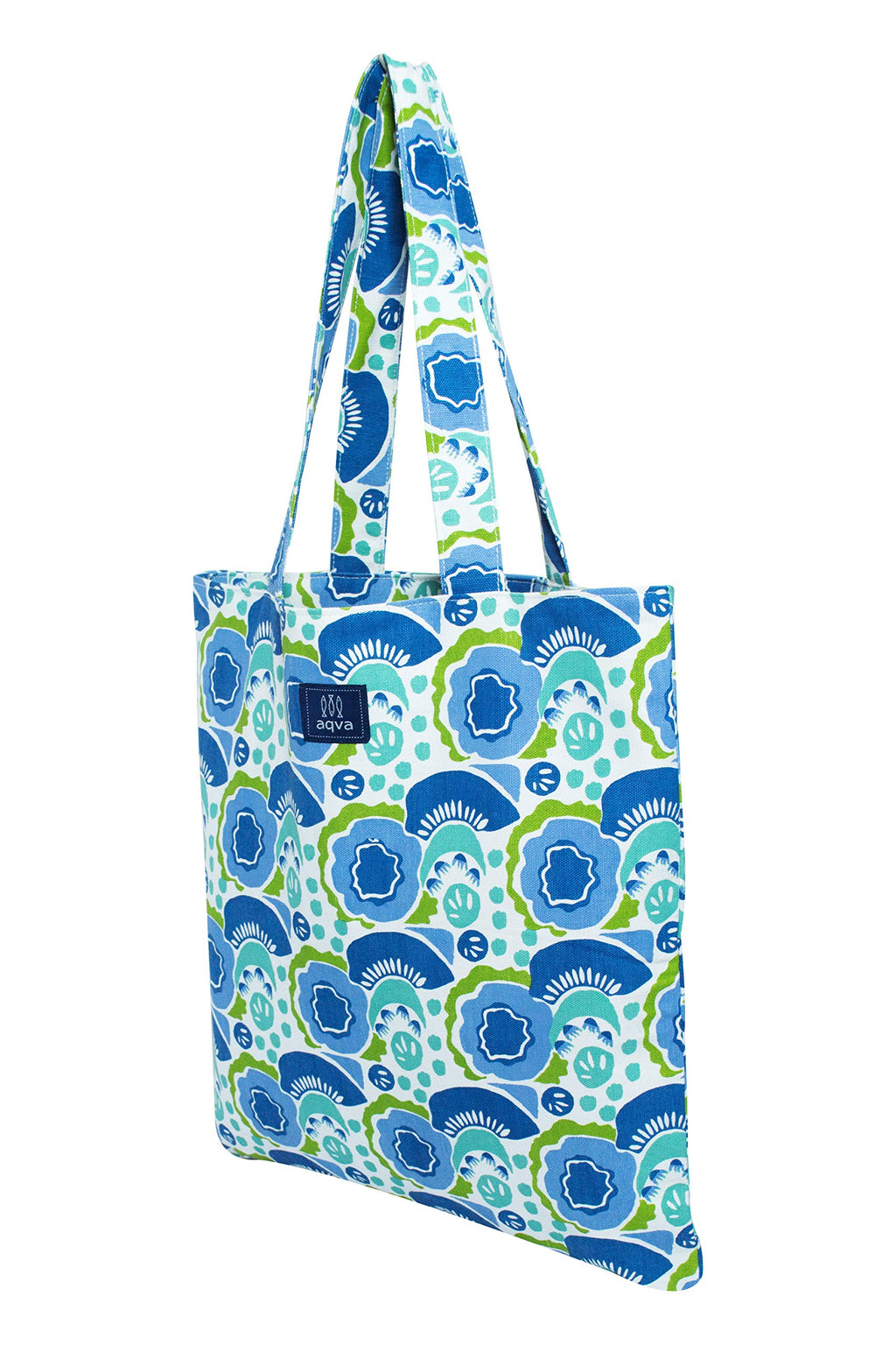 AQVA Printed Soft Cotton Canvas Tote Bag for Women | Trendy Stylish Multipurpose Handbag with Zipper | Shoulder Bag for Shopping, Grocery, Travel, Beach & Work | Melons, Sky Blue
