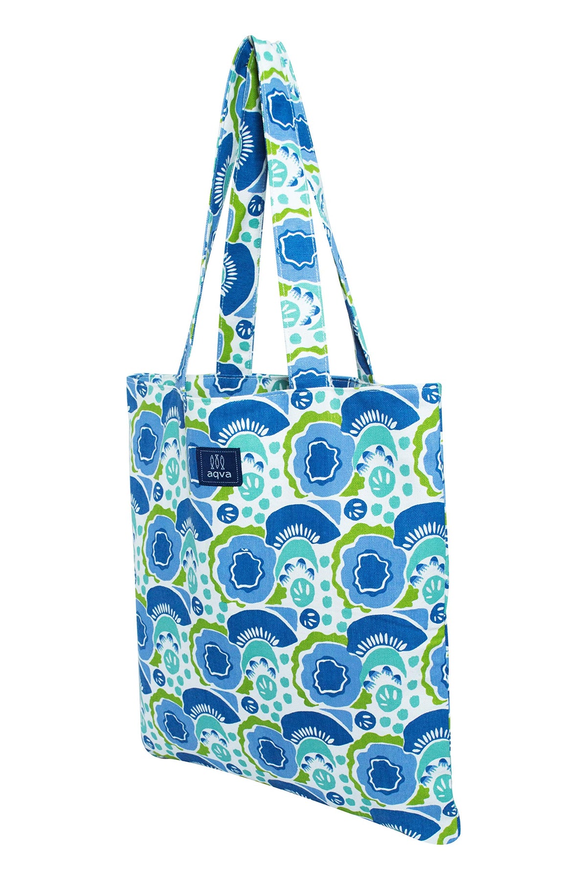 AQVA Printed Soft Cotton Canvas Tote Bag for Women | Trendy Stylish Multipurpose Handbag with Zipper | Shoulder Bag for Shopping, Grocery, Travel, Beach & Work | Melons, Sky Blue
