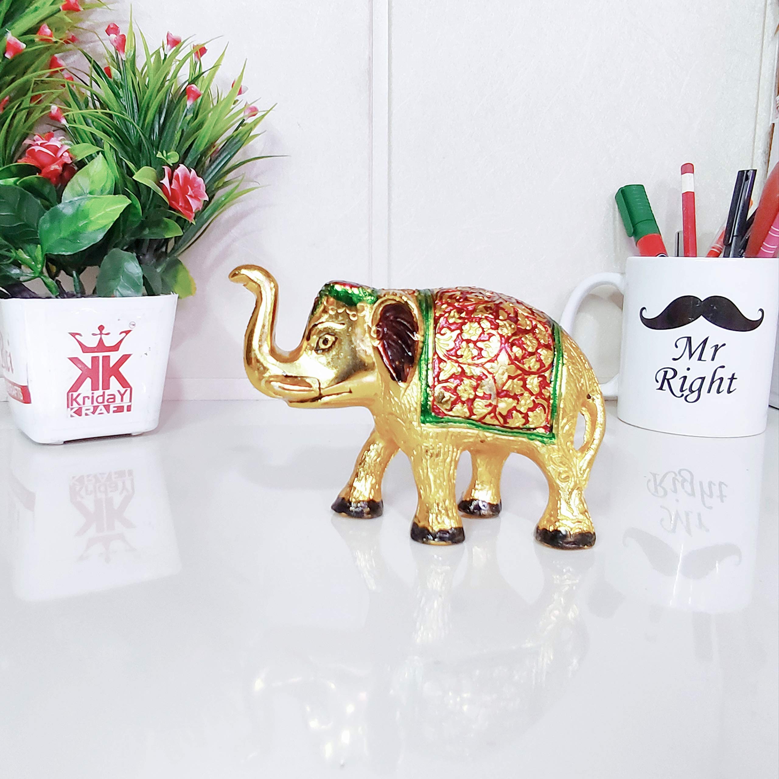 KridayKraft Metal Elephant Small Size Multicolor for Showpiece Enhance Your Home,Office & Table and Gift for Have House Warming Anniversaries, Birthday...