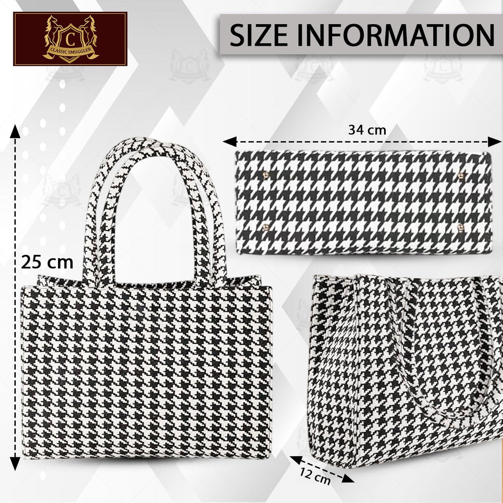 Global Impex Classic Smuggler Bag, Large Capacity Geometric Print Tote Bag for Women – Stylish Shoulder Handbag for Office, Shopping, and Daily Use | Lightweight & Durable Fabric Bag