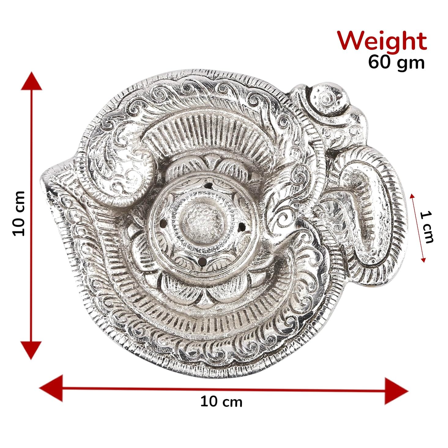 Kridaykraft Om Shaped Metal Silver Plated Incense Stick Holder (Agarbati Stand)