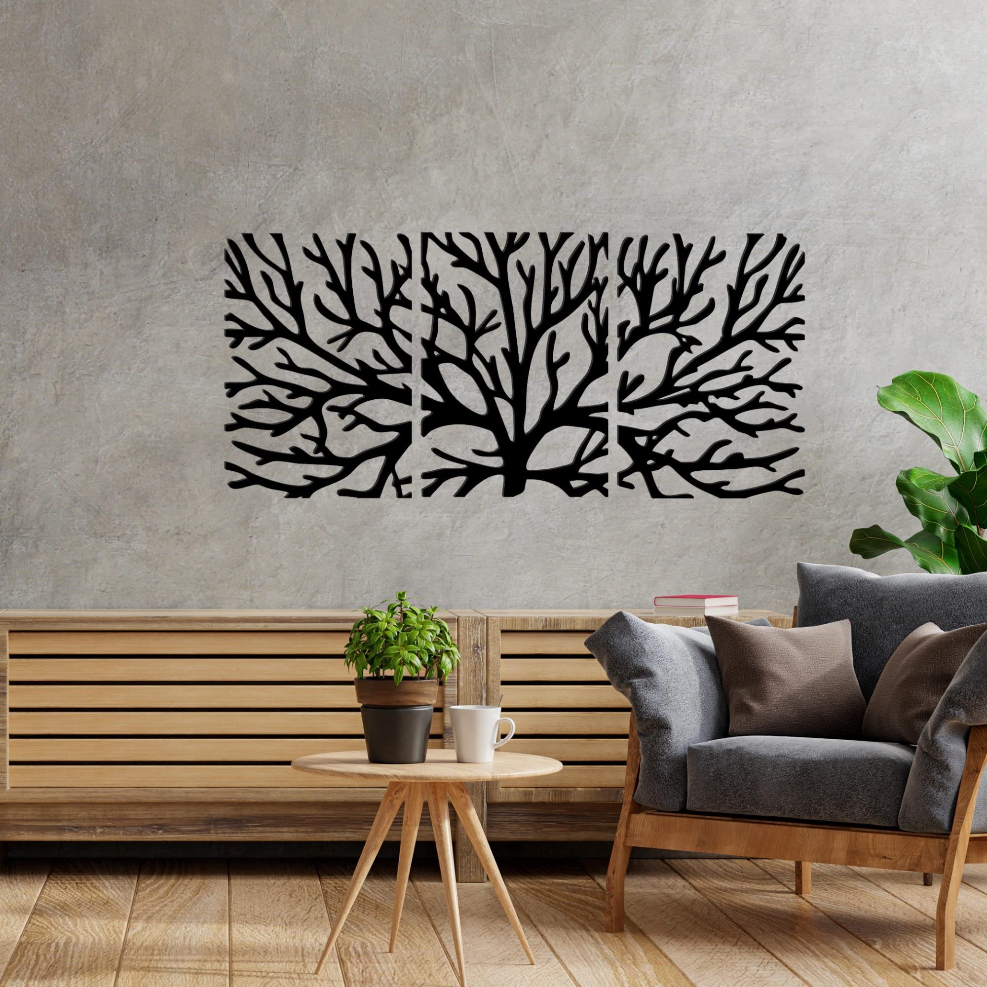 VIBECRAFTS Black Color Tree Branches MDF Wooden Wall Hanger for Home Decor|Office|Gift (WHVC1Pcs1_50020)