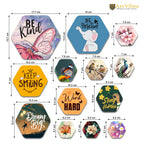 Artvibes Be Kind Decorative Hexagon Shape MDF Wooden Wall Hanging | Quotes Decor Item | Wall Poster | Office Decor | Inspirational Quotes Wall Art | Mdf Wall Decoration | Gifts (WPS_214N), Set of 13