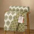 Trance Home Linen Premium 100% Cotton Dohar for Single Bed | 150 GSM | Reversible Ac Comforter | Light Weight All Season Soft Blanket (58x90 Inches | Damask Forest Green) Kafalo