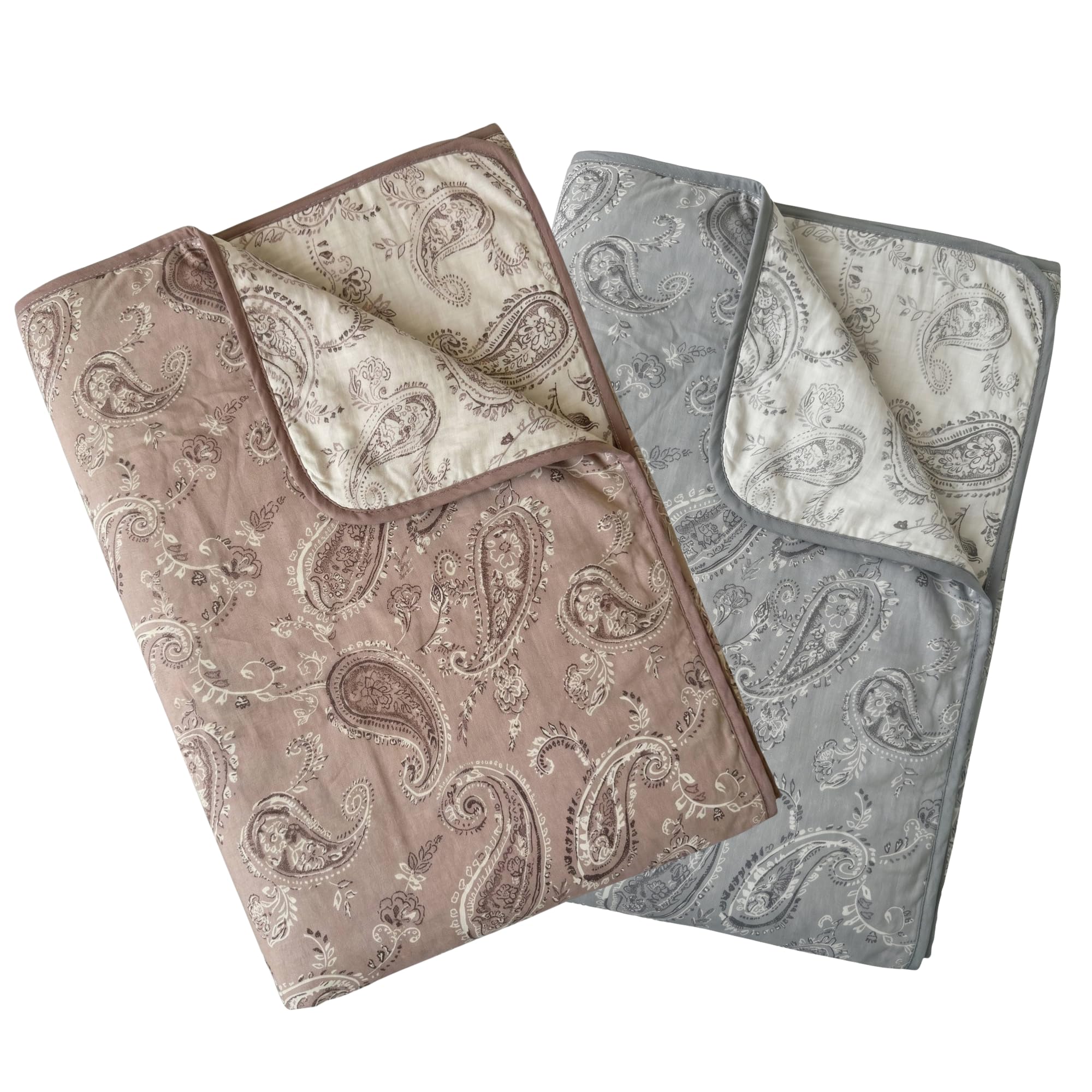 Mafatlal Sparsh Cambric Cotton Single Bed Dohar Combo Pack of 2 | 150 GSM | 152 x 228 cm | Soft Cotton AC Blanket | Misty Silver & Cocoa Brown Kafalo