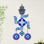Artvibes Artistic Swastik Wall Hanging with Evil Eye Charms | Decorative Wooden Vastu Ornament for Home Entrance | Spiritual Decor for Prosperity | Harmony and Protection | Wall Art Gift (WH_85107N)