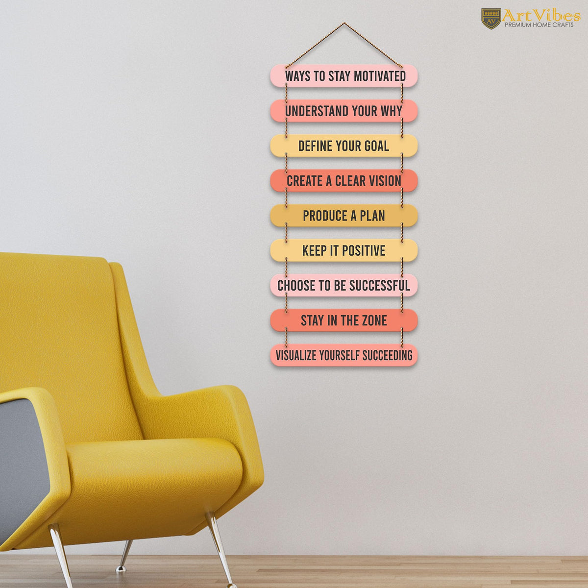 Artvibes Ways To Stay Motivated Quotes MDF Wood Wall Hanger Ornaments | Quotes Decor Item | Motivational Wall Decor | Wall Accent | Graphic Art | Gift Items | Office Wall Decoration Items (WH_9307N)