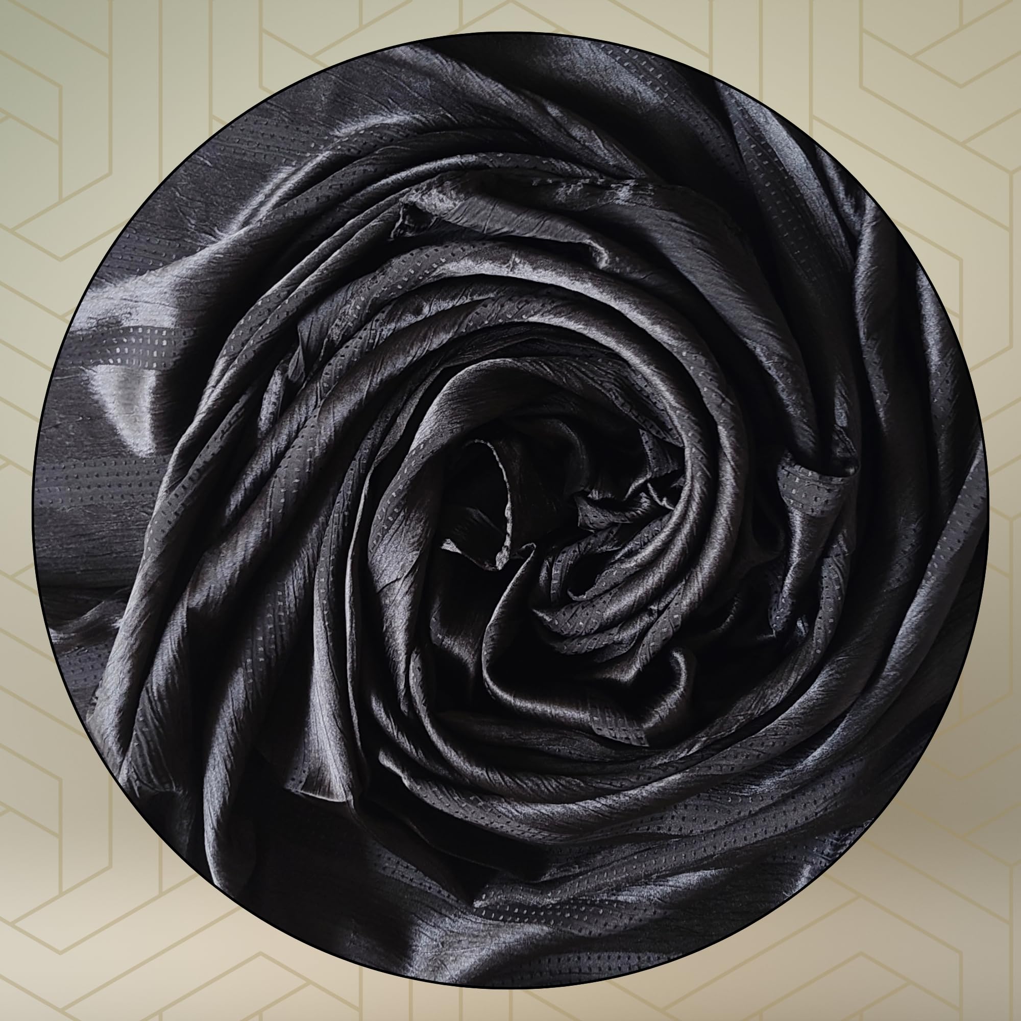 FAHABO Scarf Woman Premium Self-Woven Satin Silk Scarves | Hijab Scarf | Headscarf | Neck Scarf | Stoles | Wraps (Spider Black)