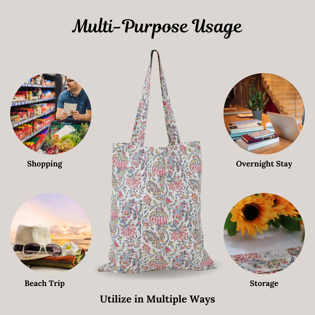 THE START-UP FASHION & ACCESSORIES Multipurpose Cotton Tote Bag for Office, College, Travel & Shopping – Versatile Handbag for Girls & Women, Ideal for Grocery & Daily Use (Cream)