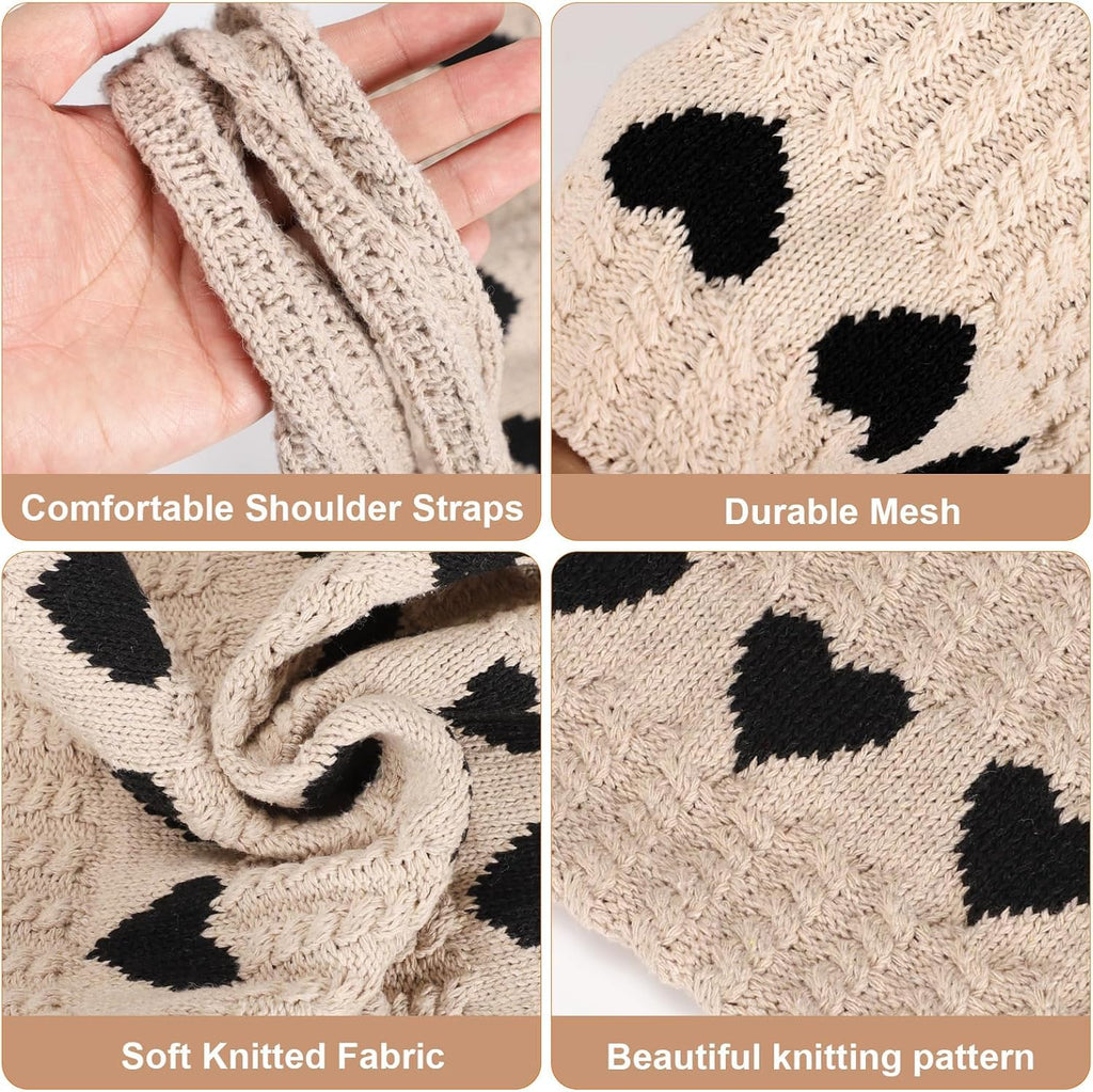 Street27® Korean Crochet Tote Bag Casual Work Love Hobo Shoulder Handbags | Multi-Purpose Bag |Sturdy Aesthetic Tote Bag with Large Capacity | Shopping Bag for Office, College & Daily Use (Khaki)