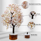 Certified Rose Quartz Crystal Tree for Good Luck - Healing Crystals Money Tree for Wealth, Positive Energy at Home Office - Decorative Spiritual Gifts for Vastu, House Warming