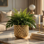 BEHOMA Metal Indoor Pineapple Texture Golden Planter