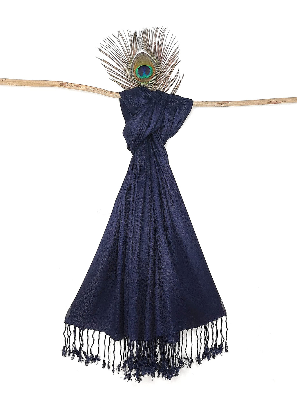 Chandwasia Viscose Fabric Scarf Stole Shawl | Neck Cover Casual Travel Styling Use | Self Design Will Be Sent Randomly | For Men Women Summer Winter Daily Wrap Use (Navy Blue)