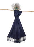 Chandwasia Viscose Scarf Stole & Shawl | Travel Office Casual Styling For Girls Women Men Summer Winter Use | Navy Blue | Viscose Fabric | 28x72 Inches | Self Design Sent Randomly