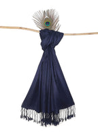 Chandwasia Viscose Scarf Stole & Shawl | Travel Office Casual Styling For Girls Women Men Summer Winter Use | Navy Blue | Viscose Fabric | 28x72 Inches | Self Design Sent Randomly