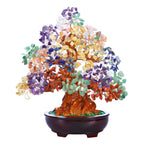 Top Plaza 7 Chakra Healing Crystal Money Tree 10 Inch Stone Bonsai Tree Feng Shui Good Luck Wealth Tree Decor Business Gift for Office Home Living Room