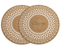 Classyo Cotton Coasters for Dining Table, 10 inch (Brown Design, Pack of 2) | Round Placemats for Hot Pots, Plates and Pans | Dining Table Placemats | Dining Table Mat | Washable Round Table Mats Kafalo