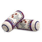BLOCKS OF INDIA Cotton Hand Block Printed Bolster Cover | Booster Cover with Drawstring | Round Long Pillow Cover for Bed | Dewan Pillow Cover Set 16 X 32 | Set of 2 (Maroon Star)