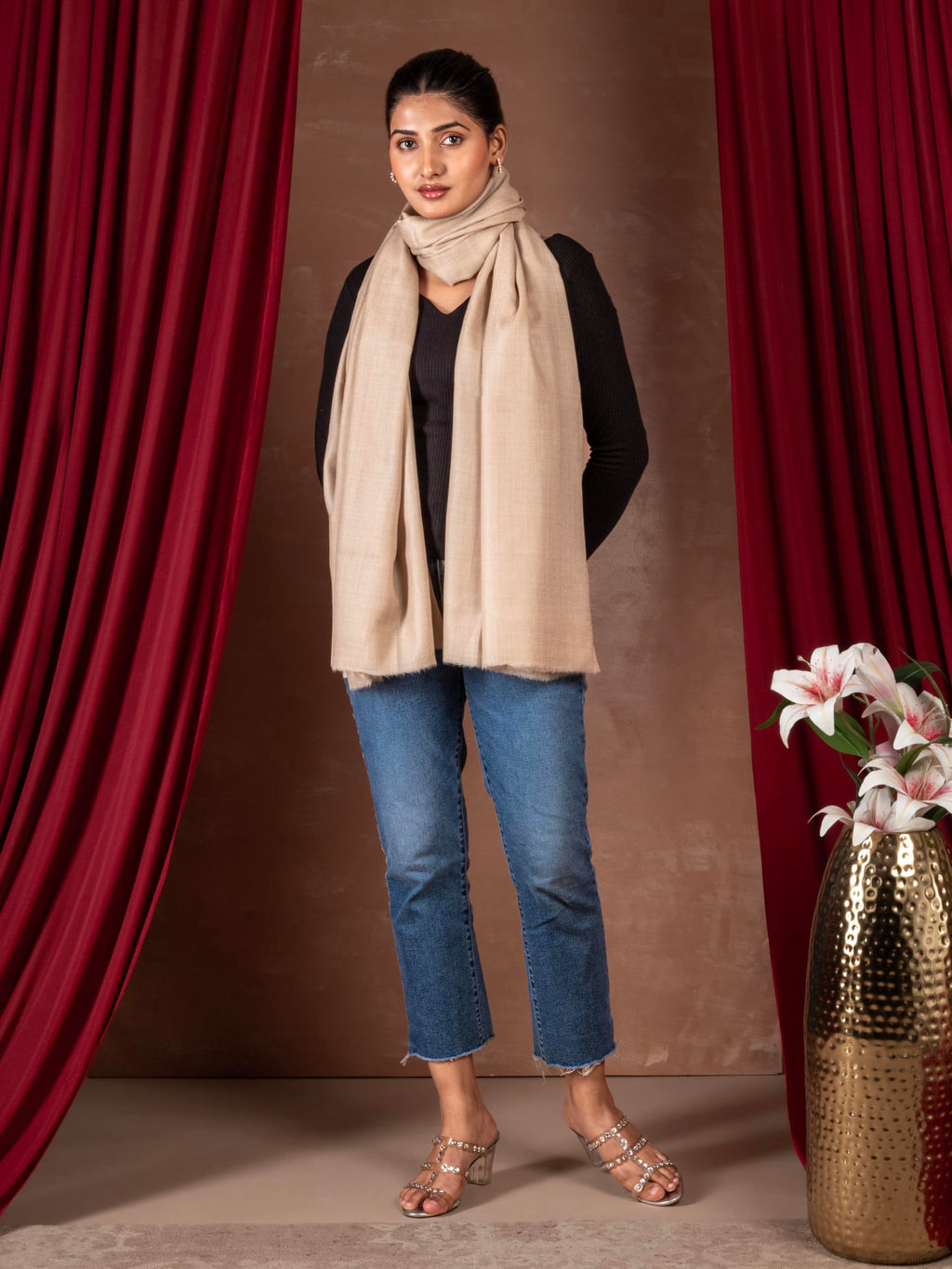 Naureen Women Luxurious Classic Plain Shawl, Warm and Soft, 40x80 inch, Unisex Colors