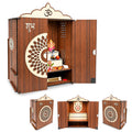 SOLOBOLO Mandir for Home Big Size with Door | Pooja Mandir with Storage | Wooden Temple with | Door Temple | Step Design for Clear Darshan | Home Temple Pooja Cupboard |Big Size Approx. 2 feet