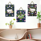 Artvibes Shreenathji & Sacred Cow Religious Art Wall Hanging Home Decorative Wall Art for Living room | Religious Decor Items | Wall Poster| Stylish Modern Decor Item | Gift Items (WH_9682N), Set of 3