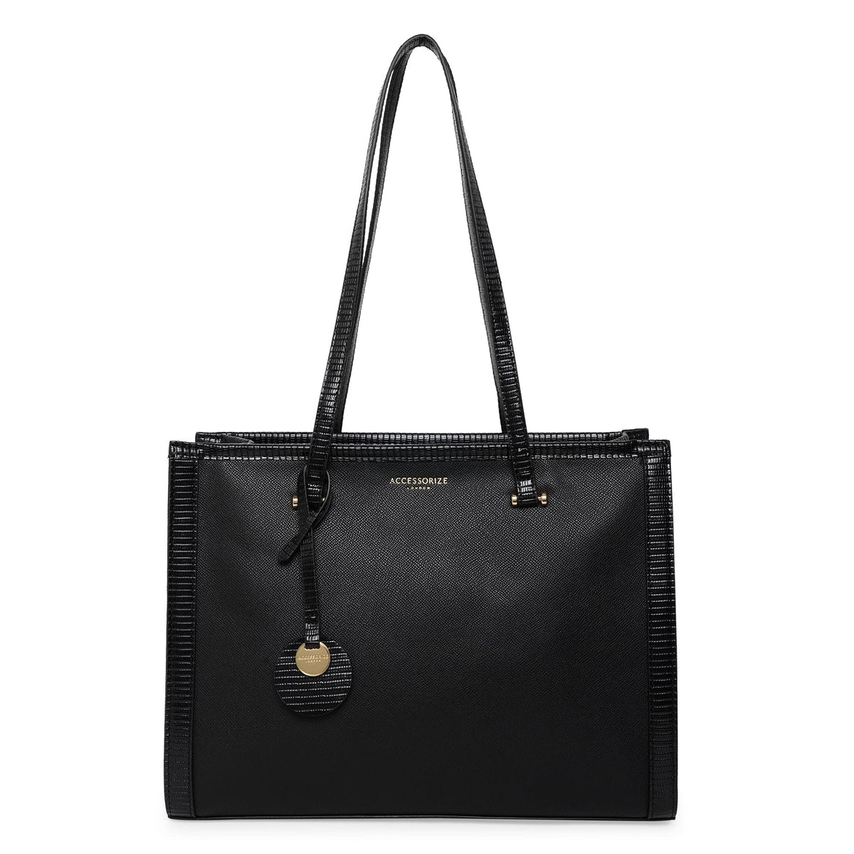 Accessorize London Women's Fabric Rosie Book Black Shoulder Tote Bag (BLACK)