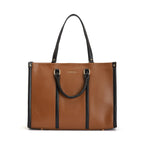 Fargo Iconic Tote Bag for Women | Vegan Leather Handbag with 15-Inch Laptop Compartment, Smooth Zip, Luxury Look | Stylish Office, College & Travel Tote | Made in India (Brown)