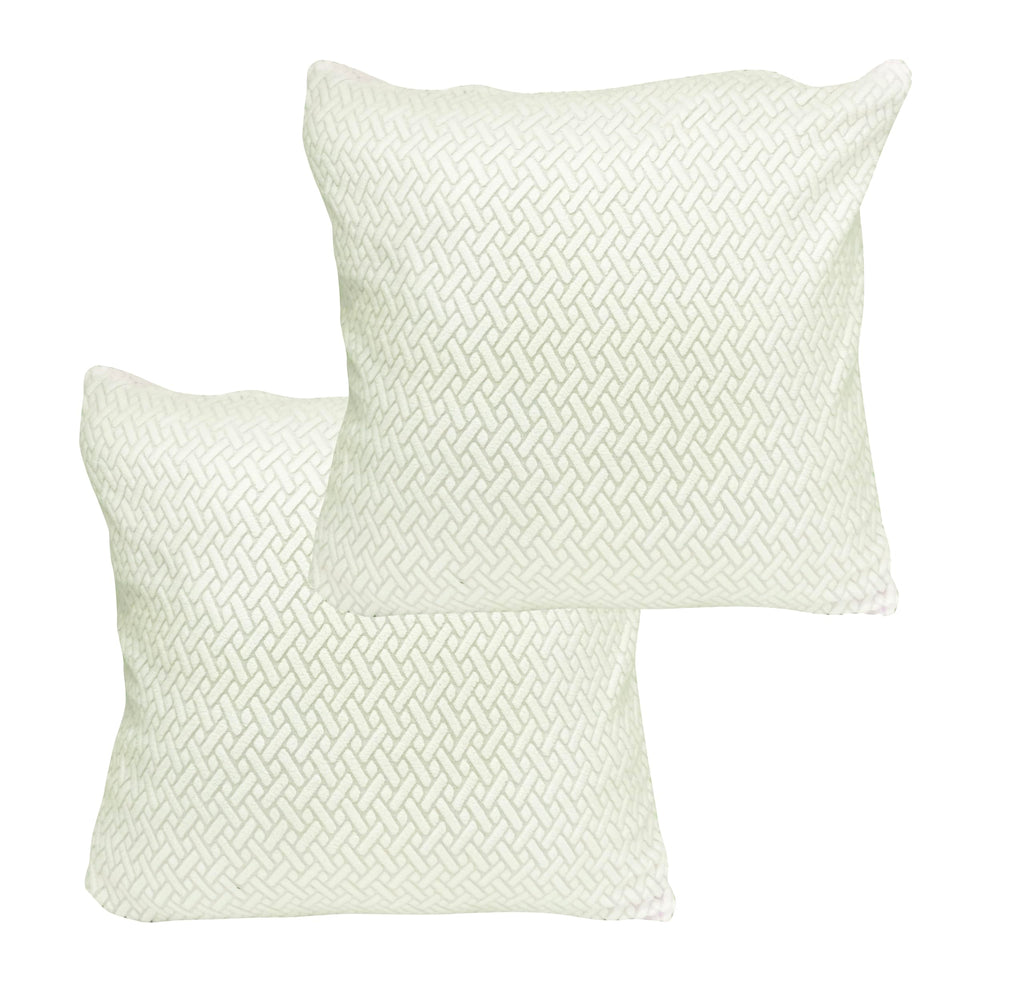 House of Quirk Polar Fleece Fabric Cushion Cover with Zipper Pack of 2 (White, 45 x 45 cm)