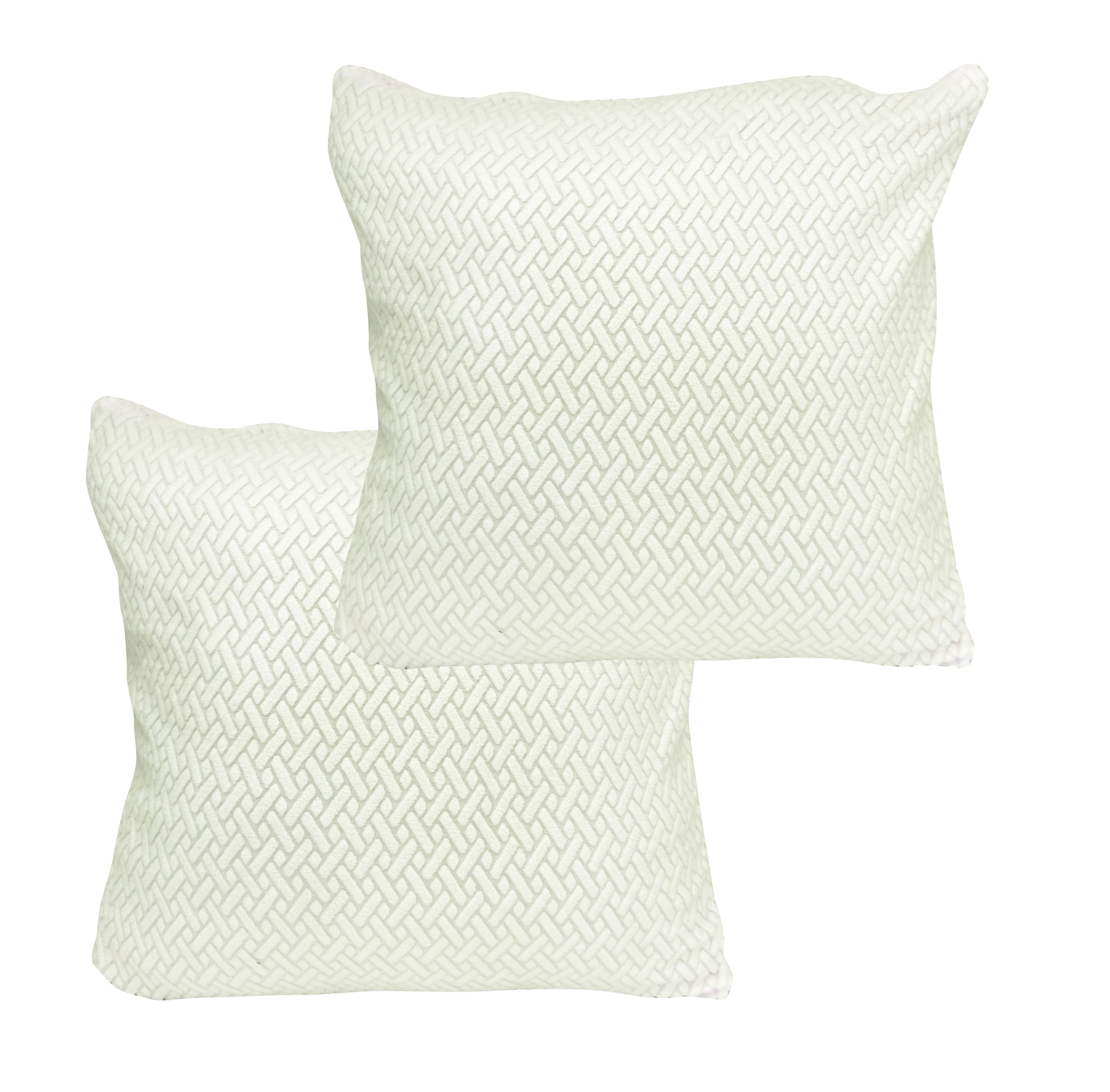 House of Quirk Polar Fleece Fabric Cushion Cover with Zipper Pack of 2 (White, 45 x 45 cm)